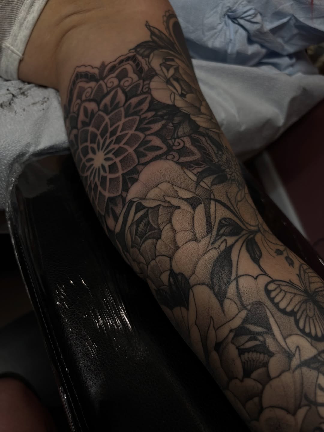 Tattoo by @taylorelizabethtattoos — black_and_grey, ornamental