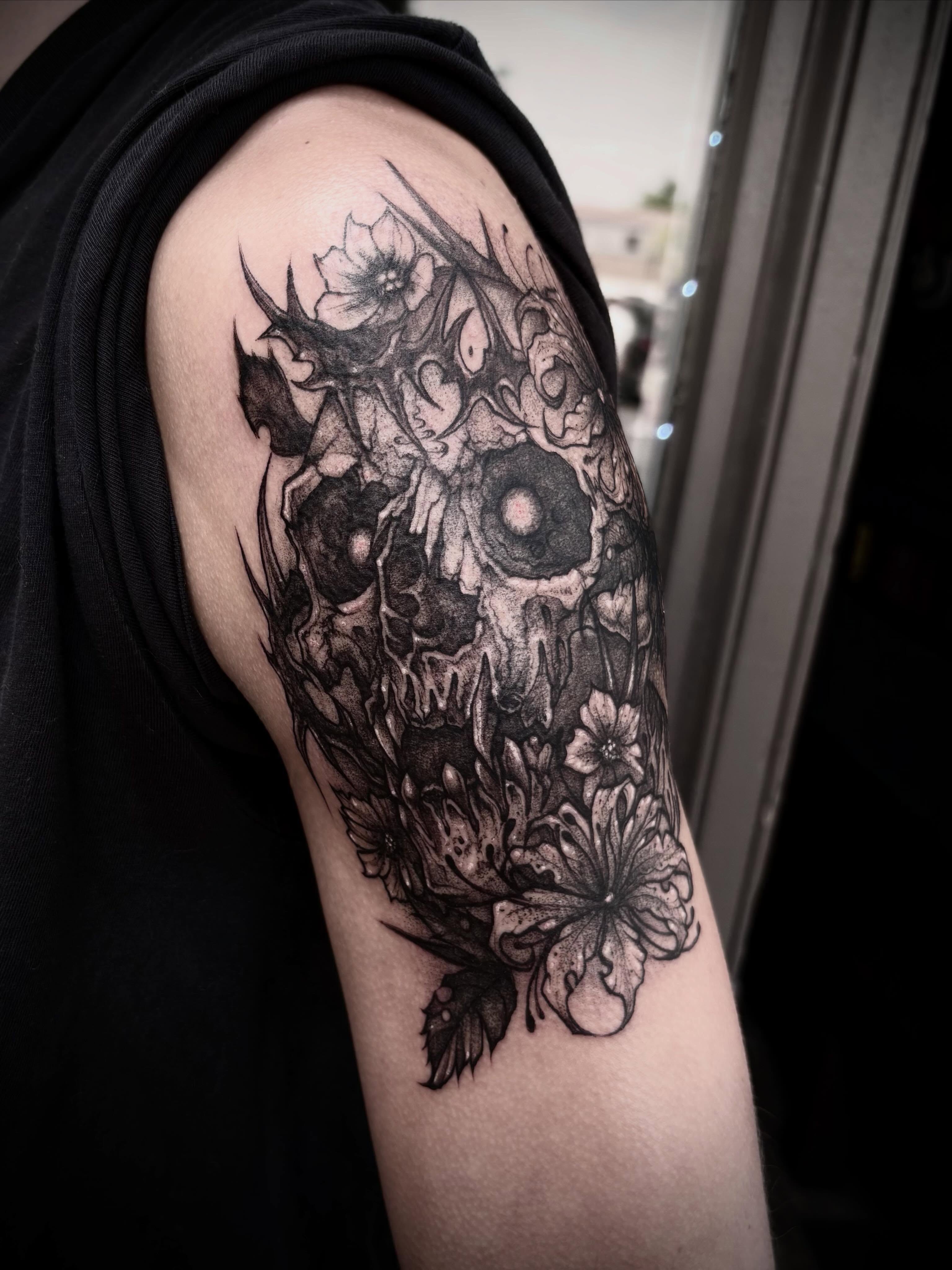 Tattoo by @lynscorpse — black_and_grey, realism