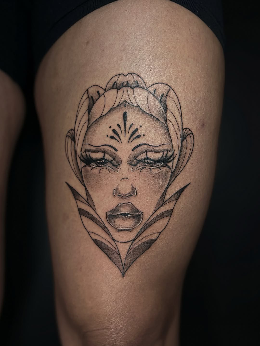 Tattoo by @harmonytattoo_ — black_and_grey, neo_traditional