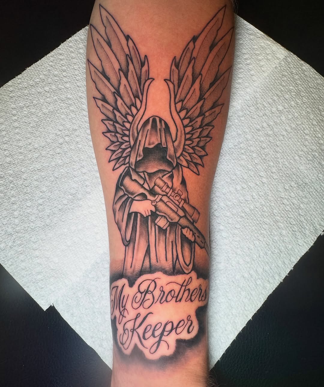 Tattoo by @loyaltytattookenny — black_and_grey, lettering_script