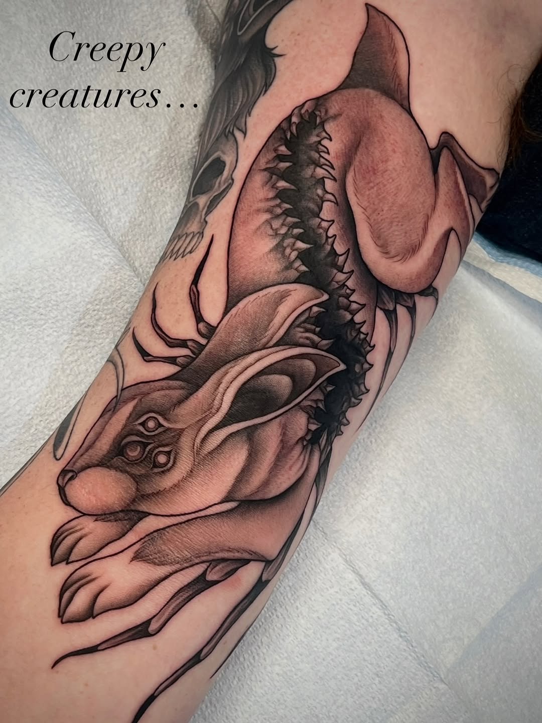 Tattoo by @miaesperanzatattoo โ dark_realism, black_and_grey
