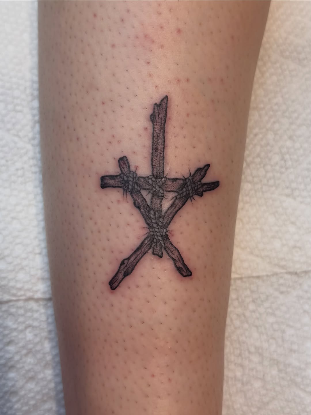 Tattoo by @evanvtattoos — blackwork, dark_realism