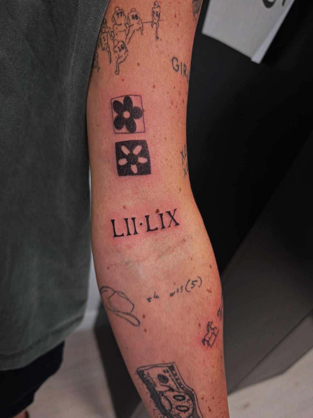 Minimalist tattoo on the forearm by Taylor Johnson