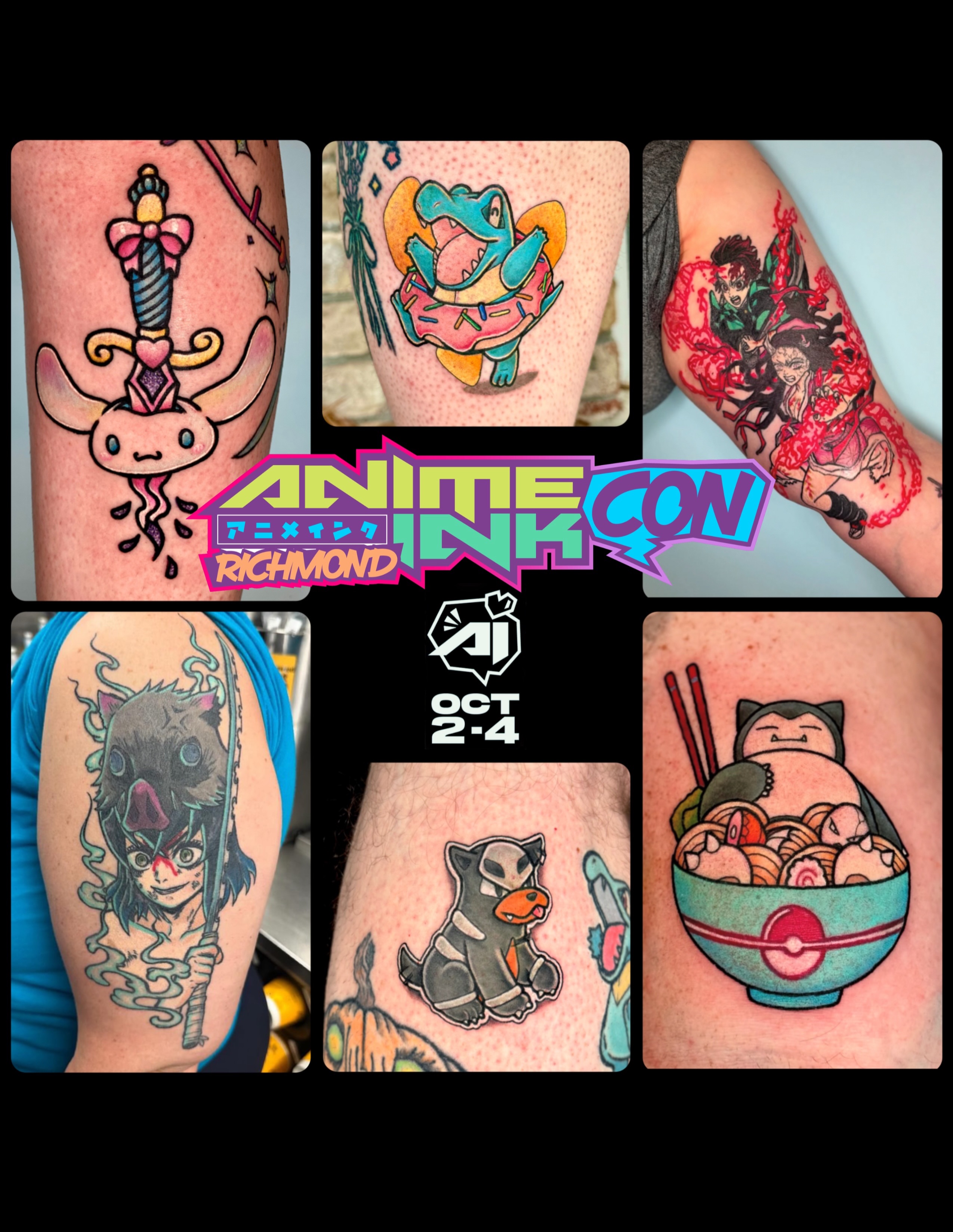Anime characters anime tattoo on the upper arm by Brooke Sombati