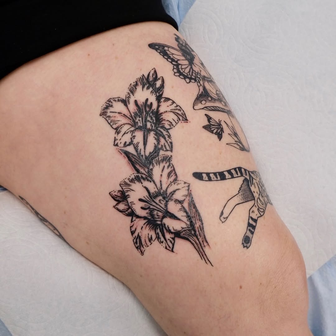 Tattoo by @peggypantz — illustrative, black_and_grey