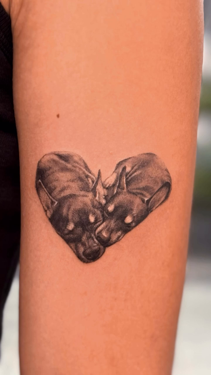 Two elephants forming a heart realism tattoo on the forearm by 𝕁𝕖𝕞, Richmond, British Columbia
