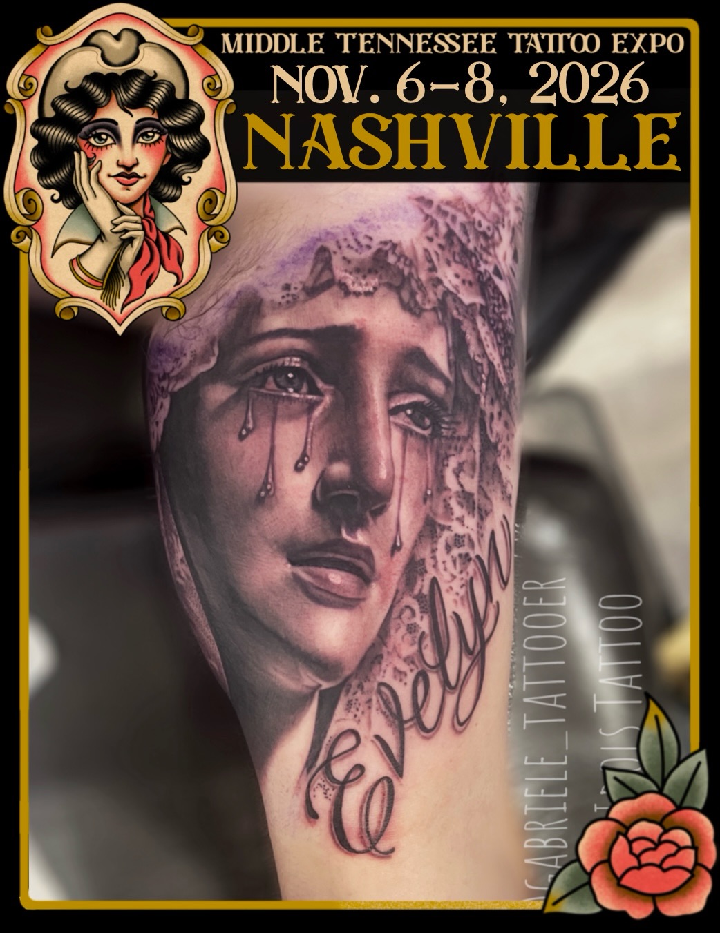 Tattoo by @gabriele_tattooer — realism, lettering_script