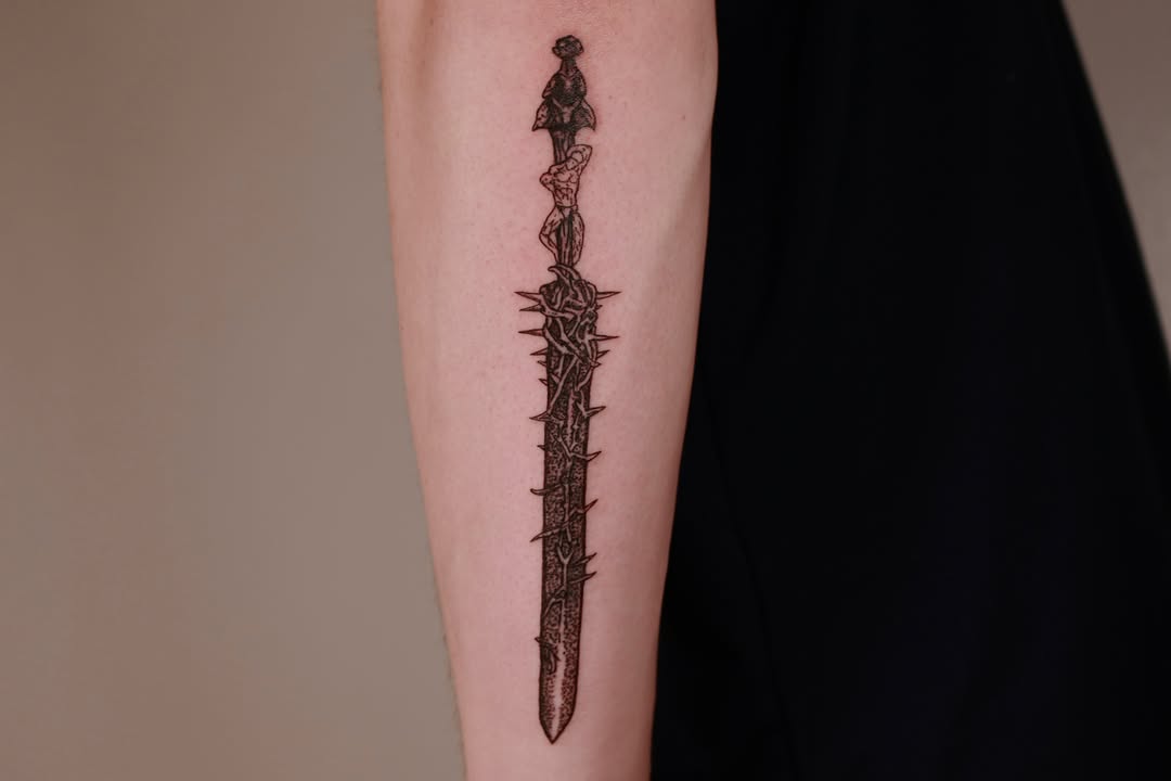 Tattoo by @chickpeatattoos — blackwork, illustrative