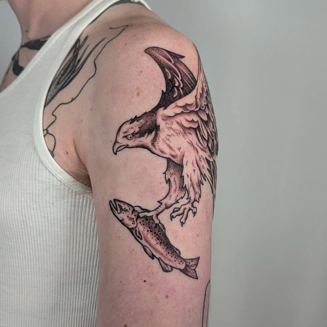 Tattoo by @courtneyy.tattoos — black_and_grey, dotwork