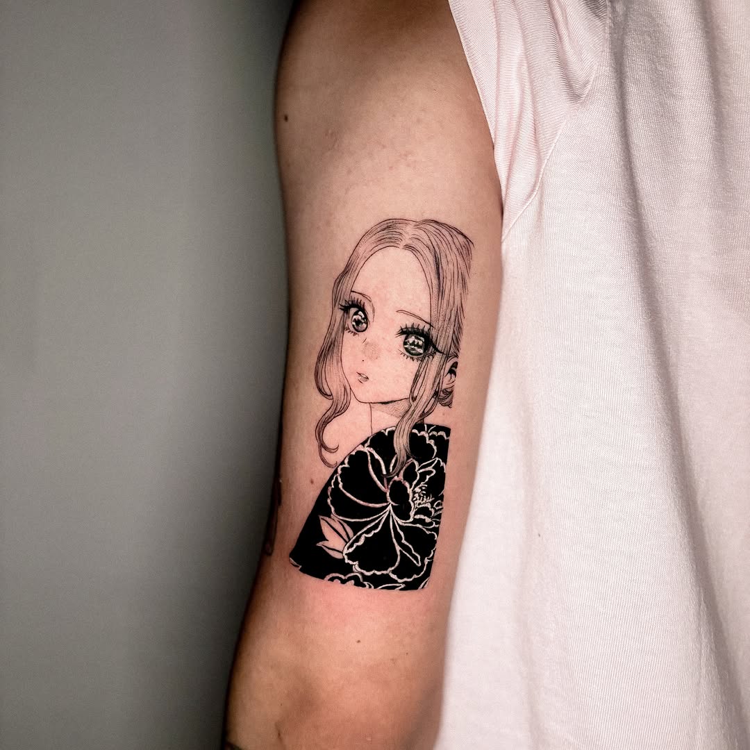 Tattoo by @jojotattooo — anime, blackwork