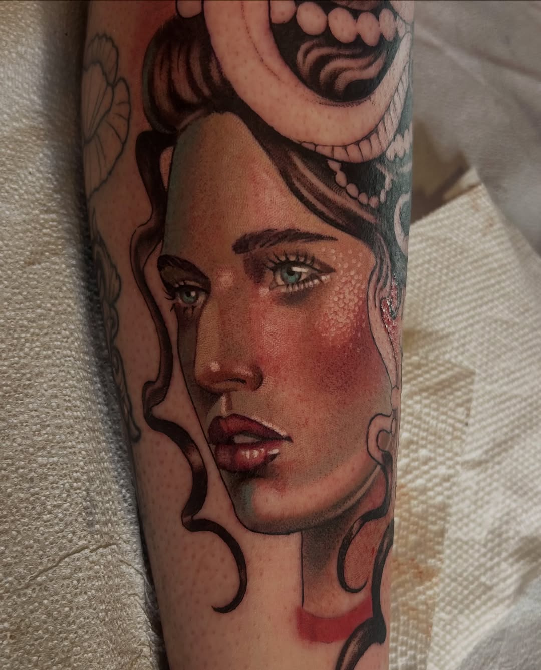 Tattoo by @whitneyh_tattoos — realism, black_and_grey