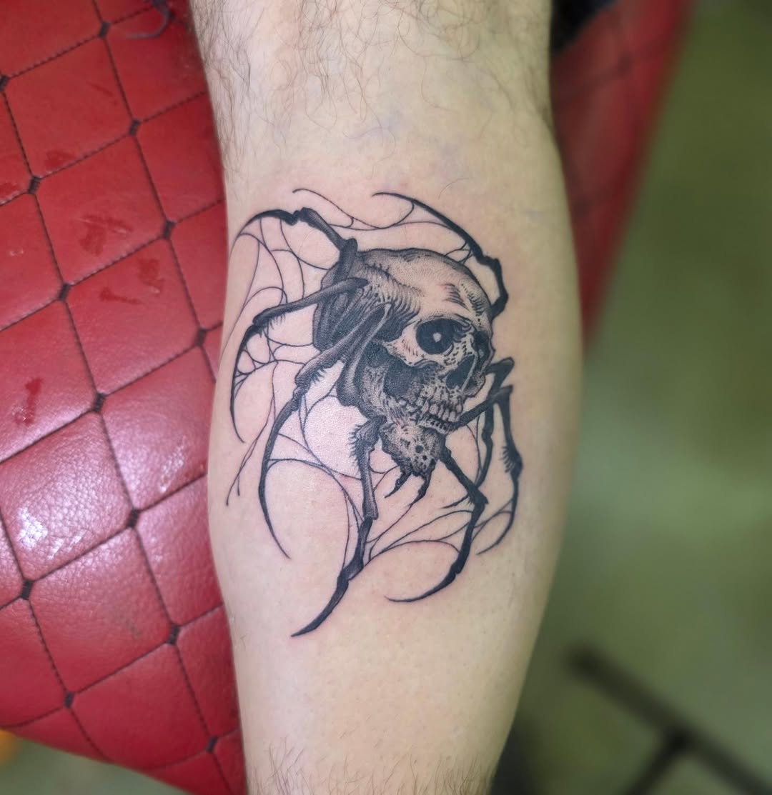 Tattoo by @noposfucktattoos — dark_realism, black_and_grey