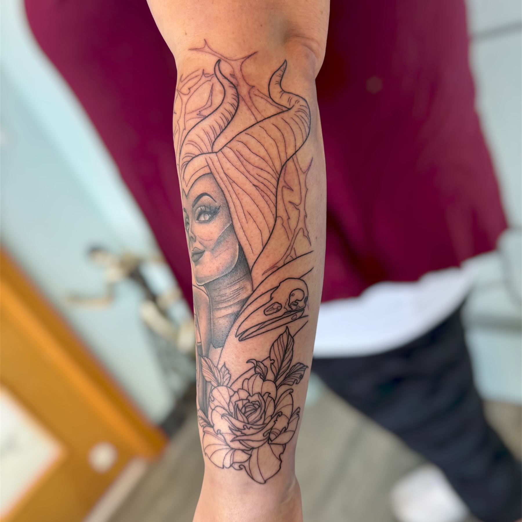 Tattoo by @disnerdtattoo — black_and_grey, realism