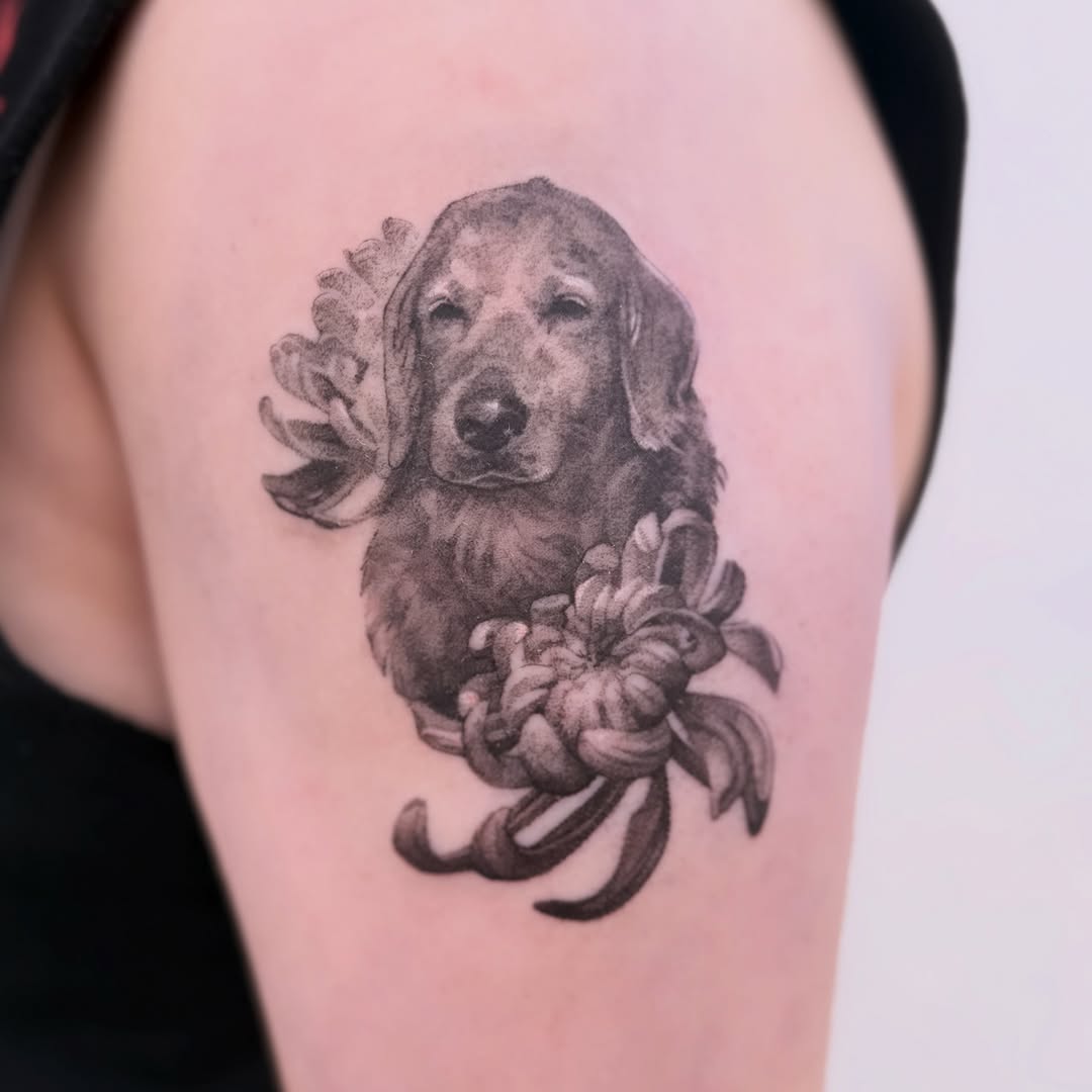 Tattoo by @pokiepookie — realism, black_and_grey