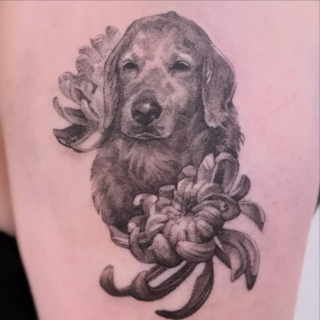 Tattoo by @pokiepookie — realism, black_and_grey