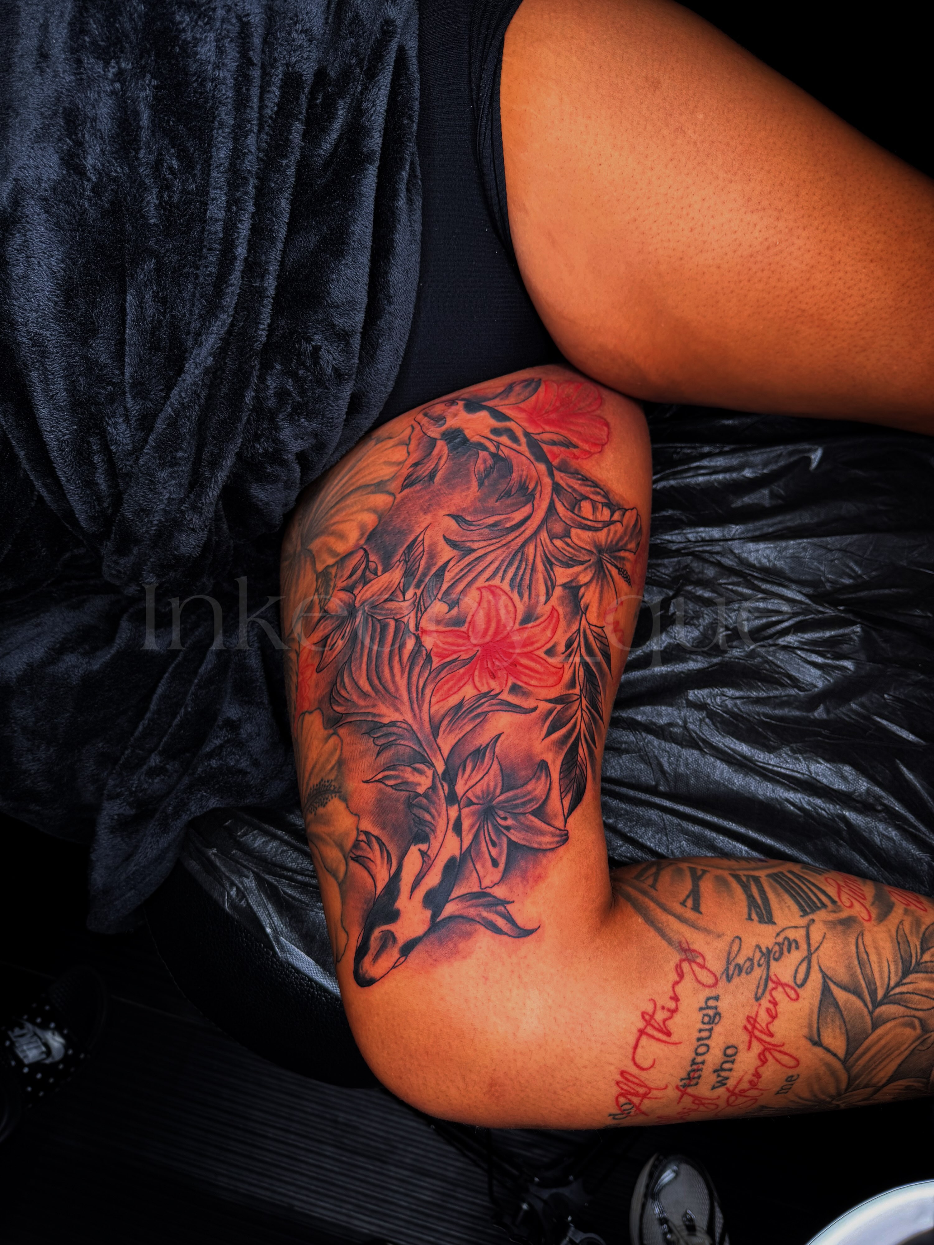 Floral fox realism tattoo on the forearm by Q⚜️