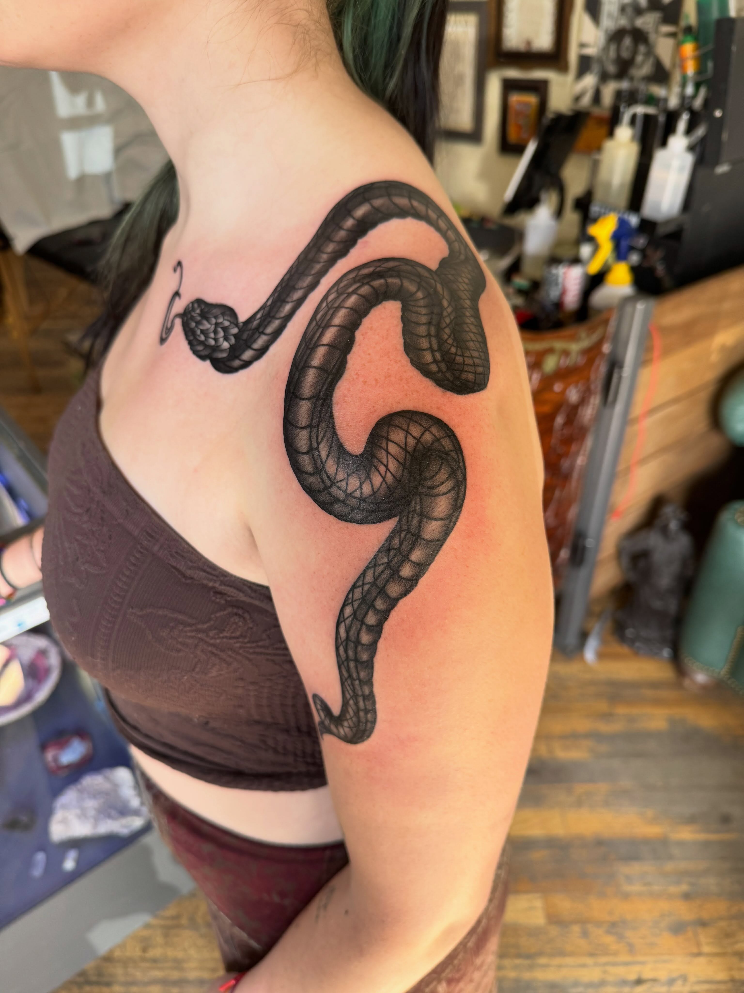 Tattoo by @chrisstuckertattoos — black_and_grey