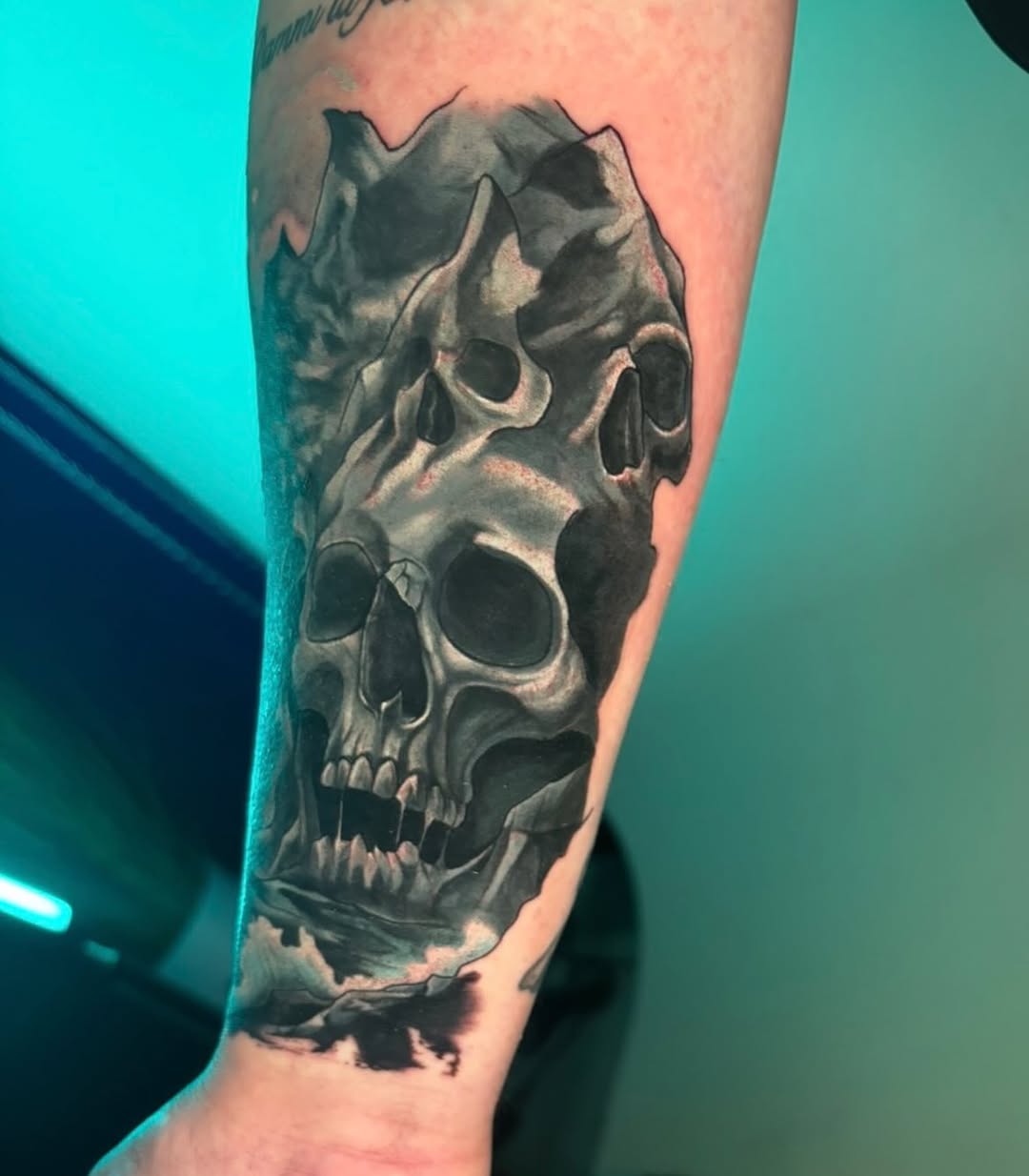 Tattoo by @cmoore04 β realism, black_and_grey