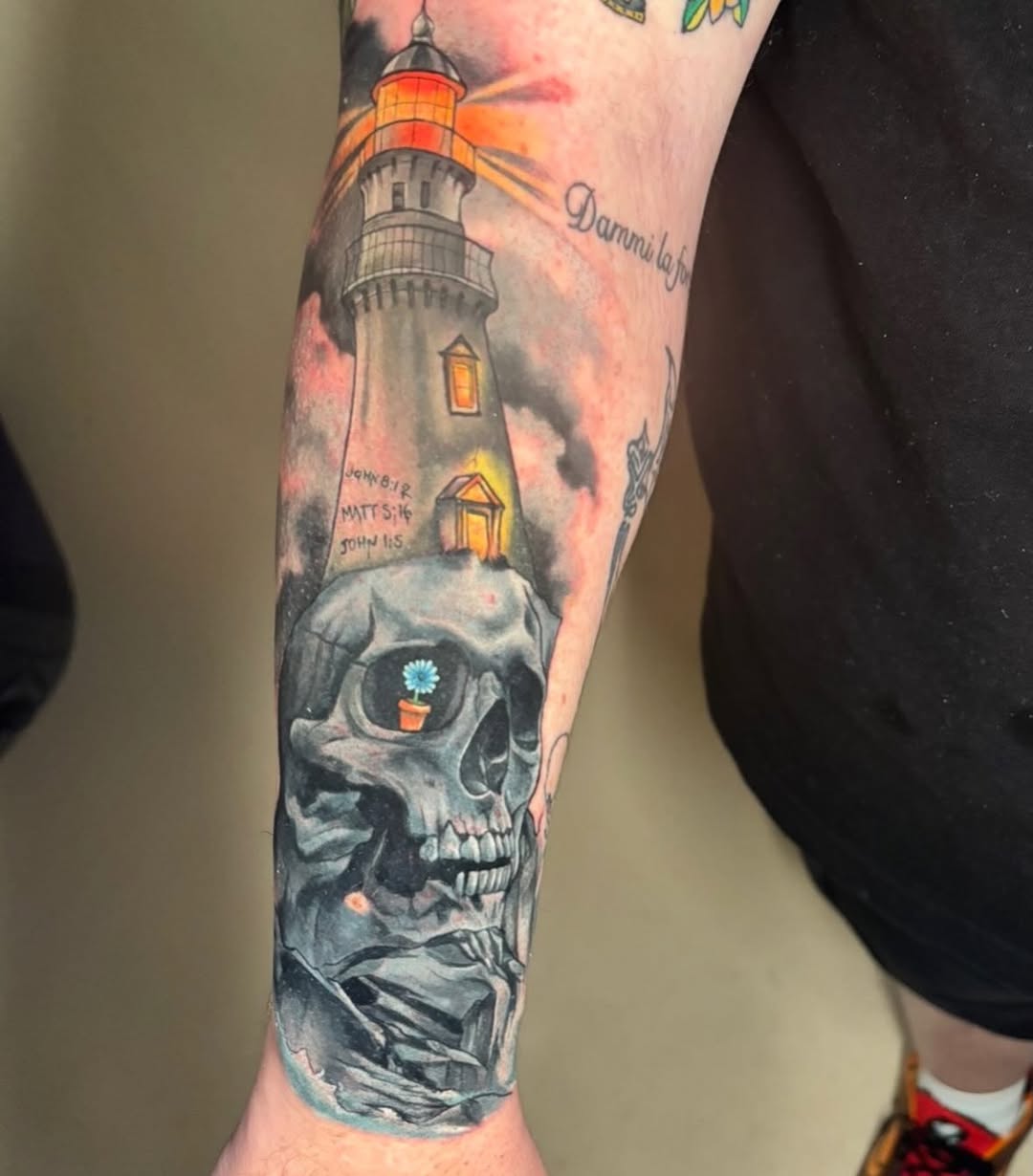 Tattoo by @cmoore04 β realism, black_and_grey