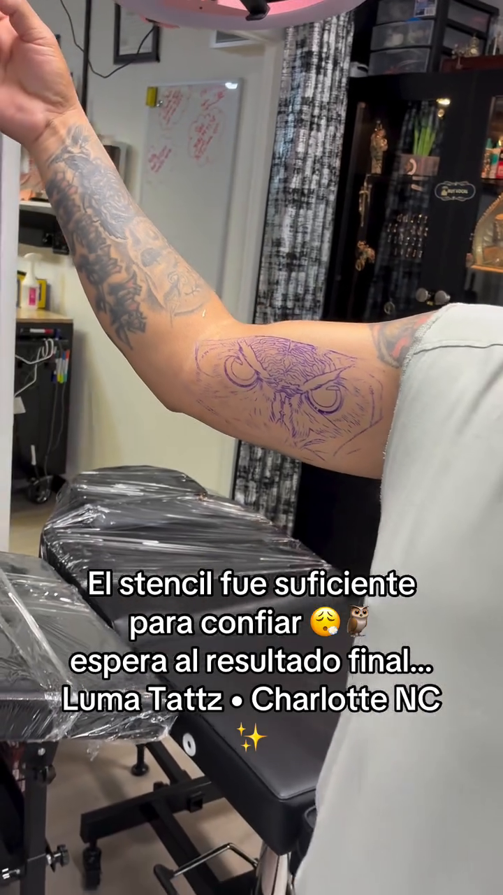 Elephant tattoo stencil fine line tattoo on the forearm by Tattzbyluma, Charlotte, North Carolina