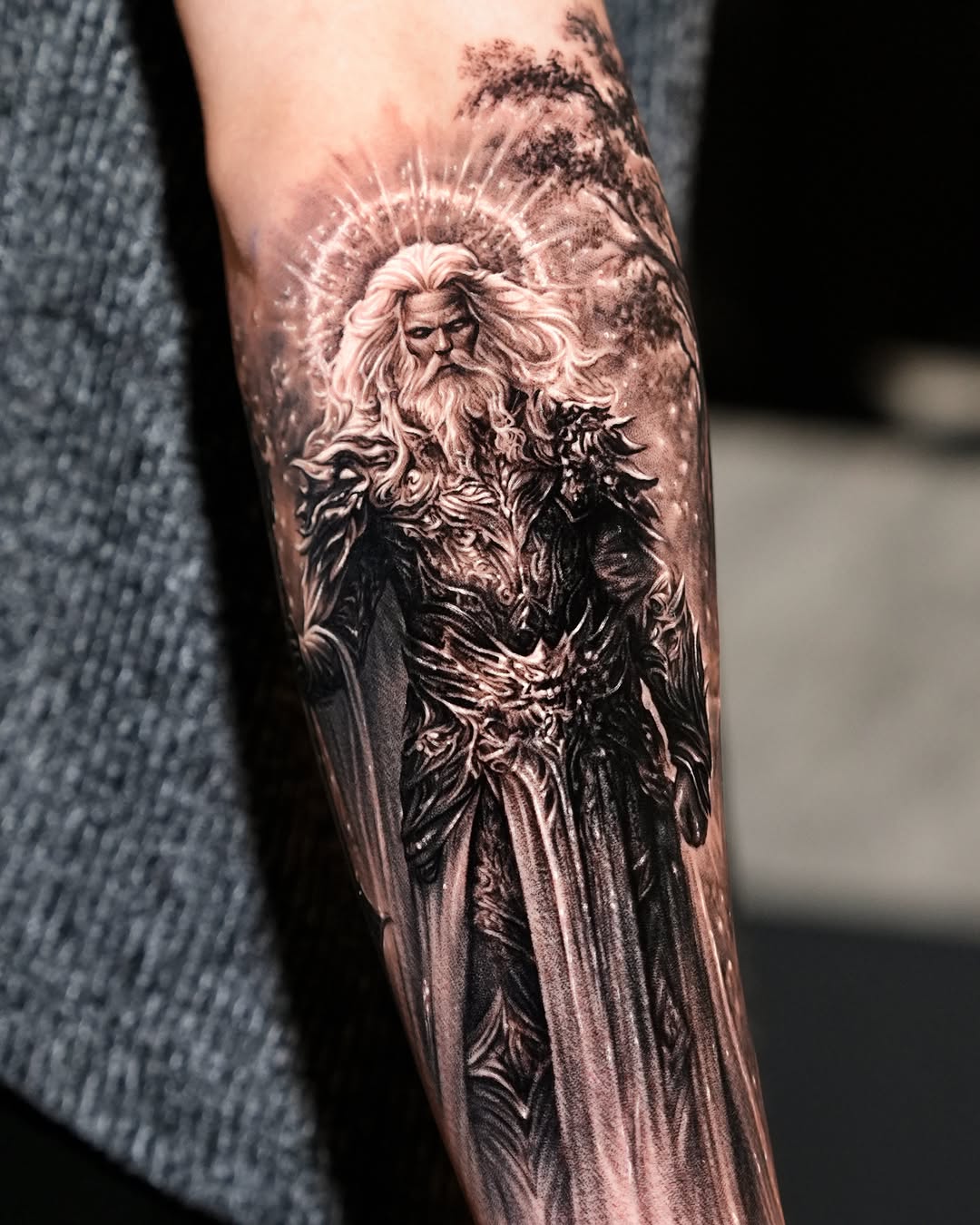 Fantasy warrior realism tattoo on the forearm by Gody