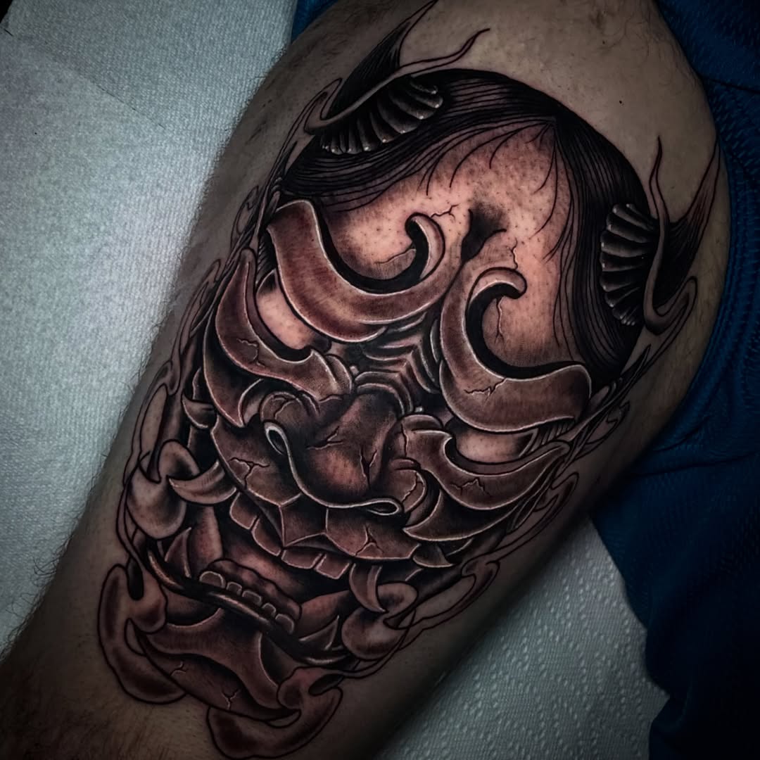 Koi fish realism tattoo on the thigh by Randi Frey