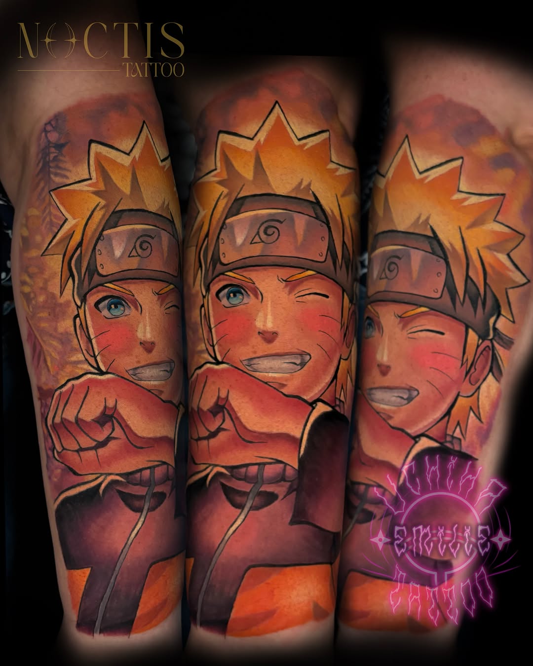 Naruto anime tattoo on the forearm by Emilie Uchiha - Anime Tattoo Artist