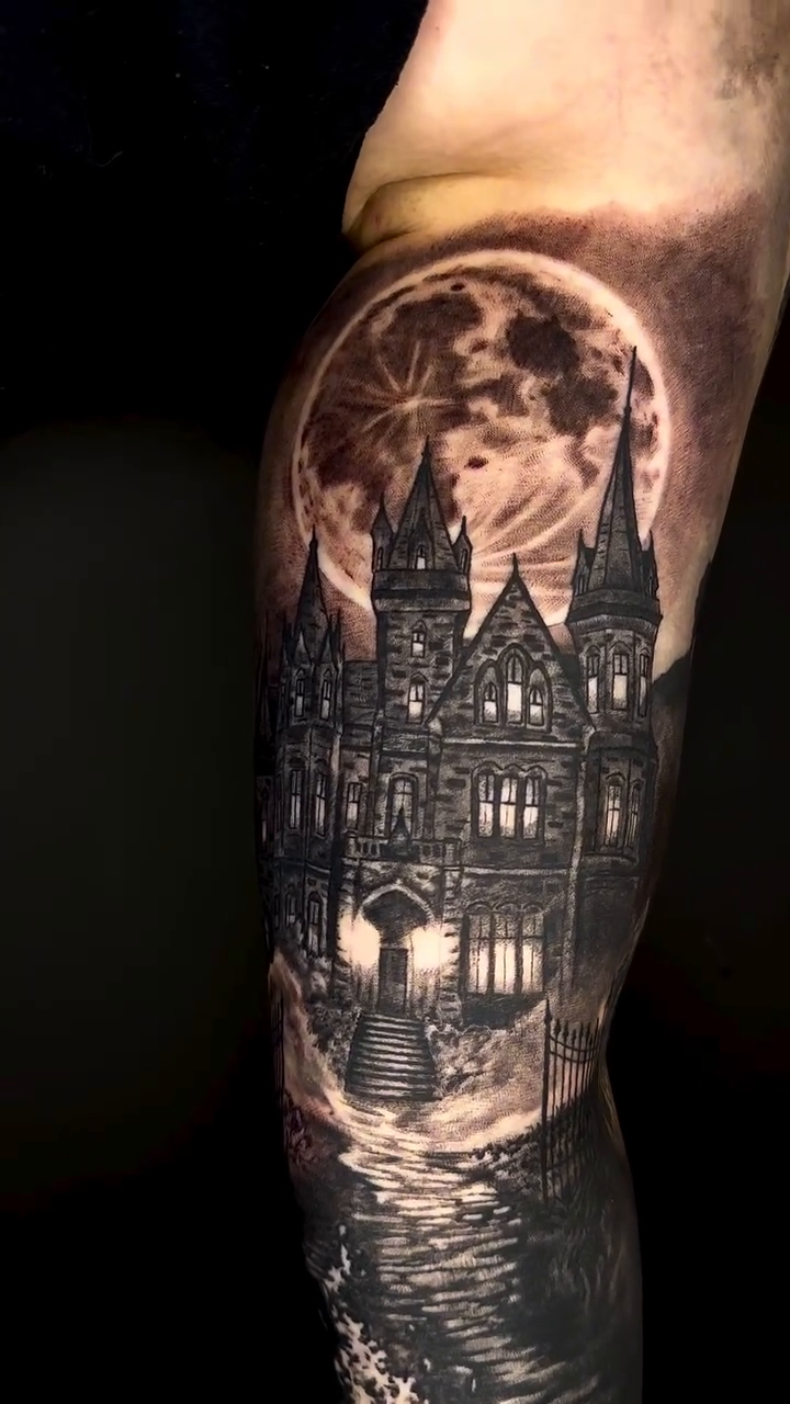 Tattoo by @brooksctattoos — dark_realism, black_and_grey