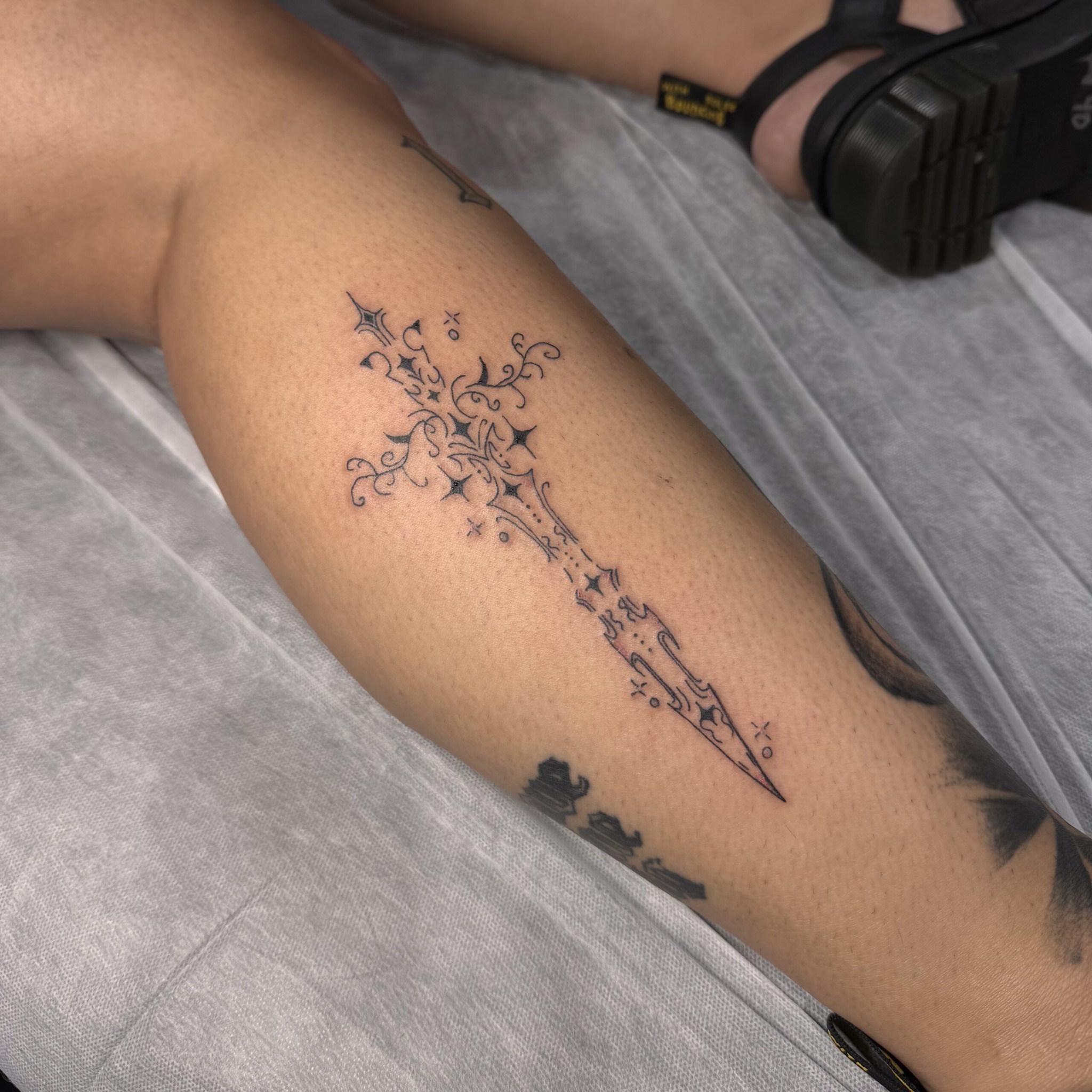 Sword black and grey tattoo on the forearm by JJ ₍ᐢ._.ᐢ₎♡, Ashland, Virginia