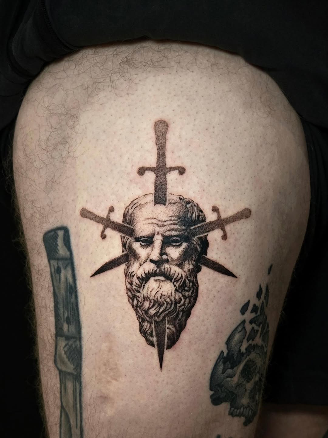 Tattoo by @pearthebeartattoo โ realism, black_and_grey