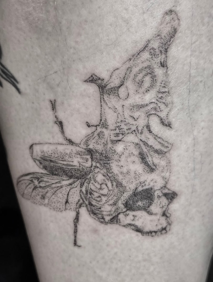 Tattoo by @carlosmoralesink — dotwork, black_and_grey