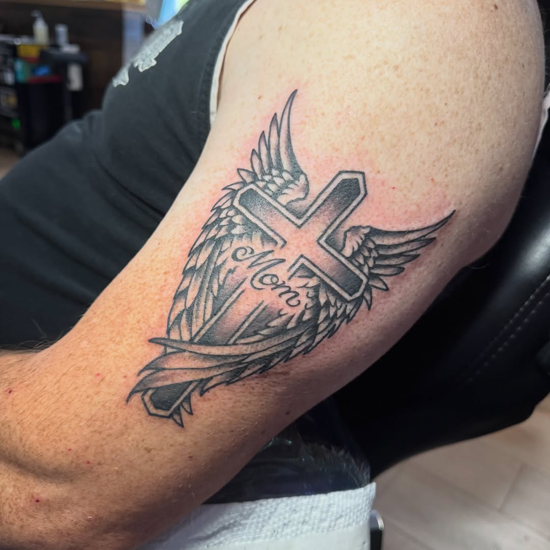Tattoo by @larrylovestattoos โ black_and_grey, lettering_script