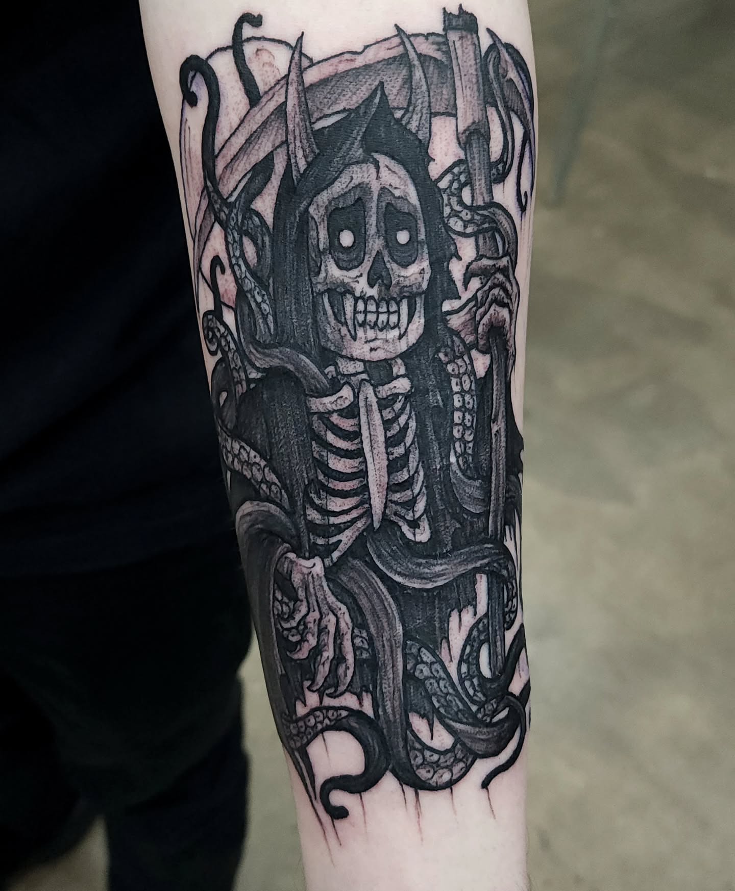 Tattoo by @george_labrada — black_and_grey, dark_realism