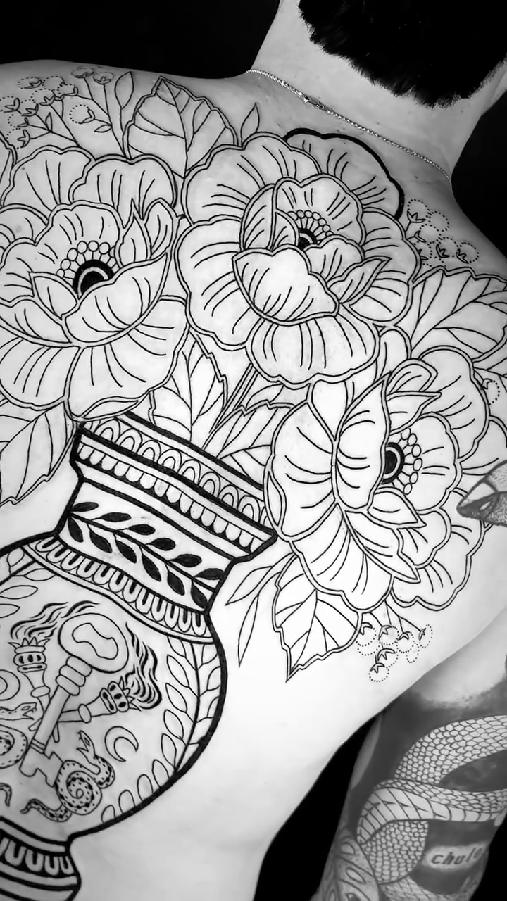 Tattoo by @anniemesstattoo — blackwork, ornamental