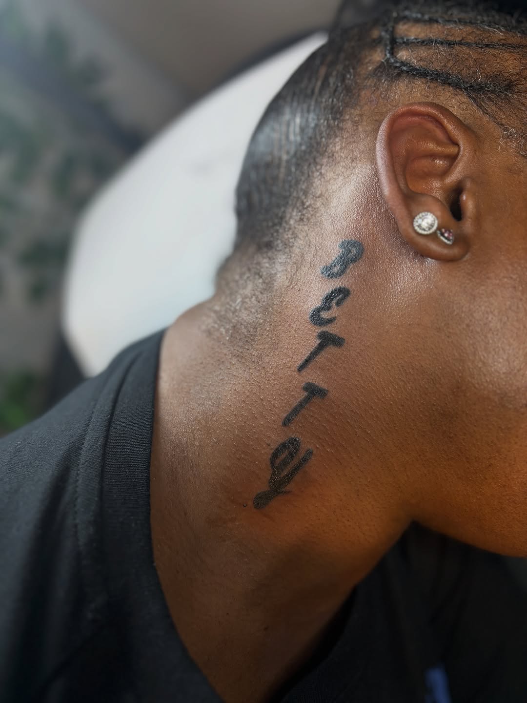 Script lettering on neck lettering tattoo on the neck by Khemar InspiredByLife 🇯🇲