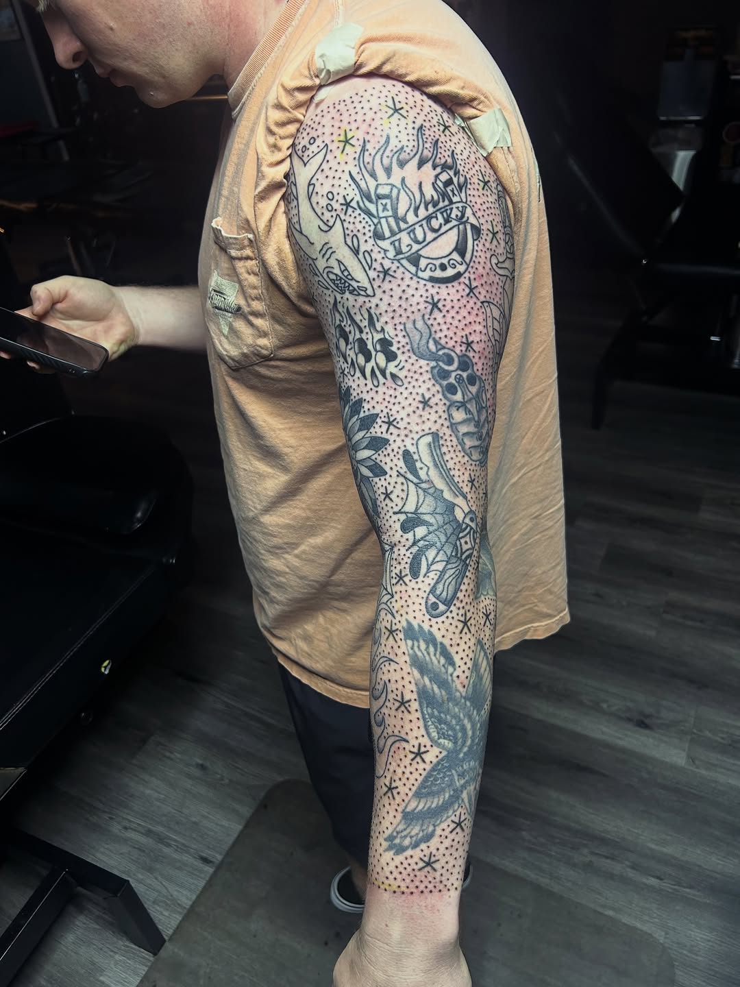 Tattoo by @tatwithzach — american_traditional, dotwork