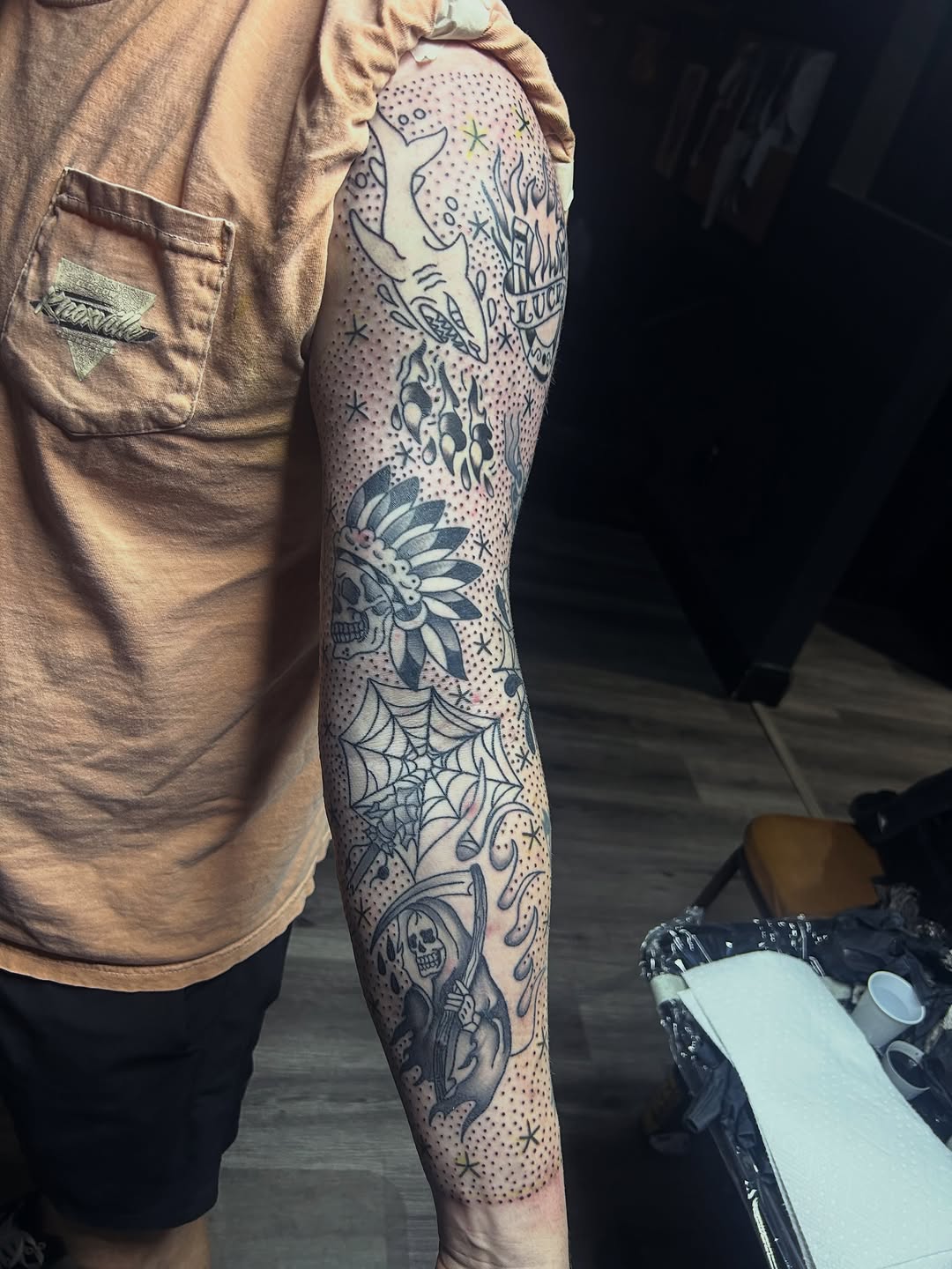 Tattoo by @tatwithzach — american_traditional, black_and_grey