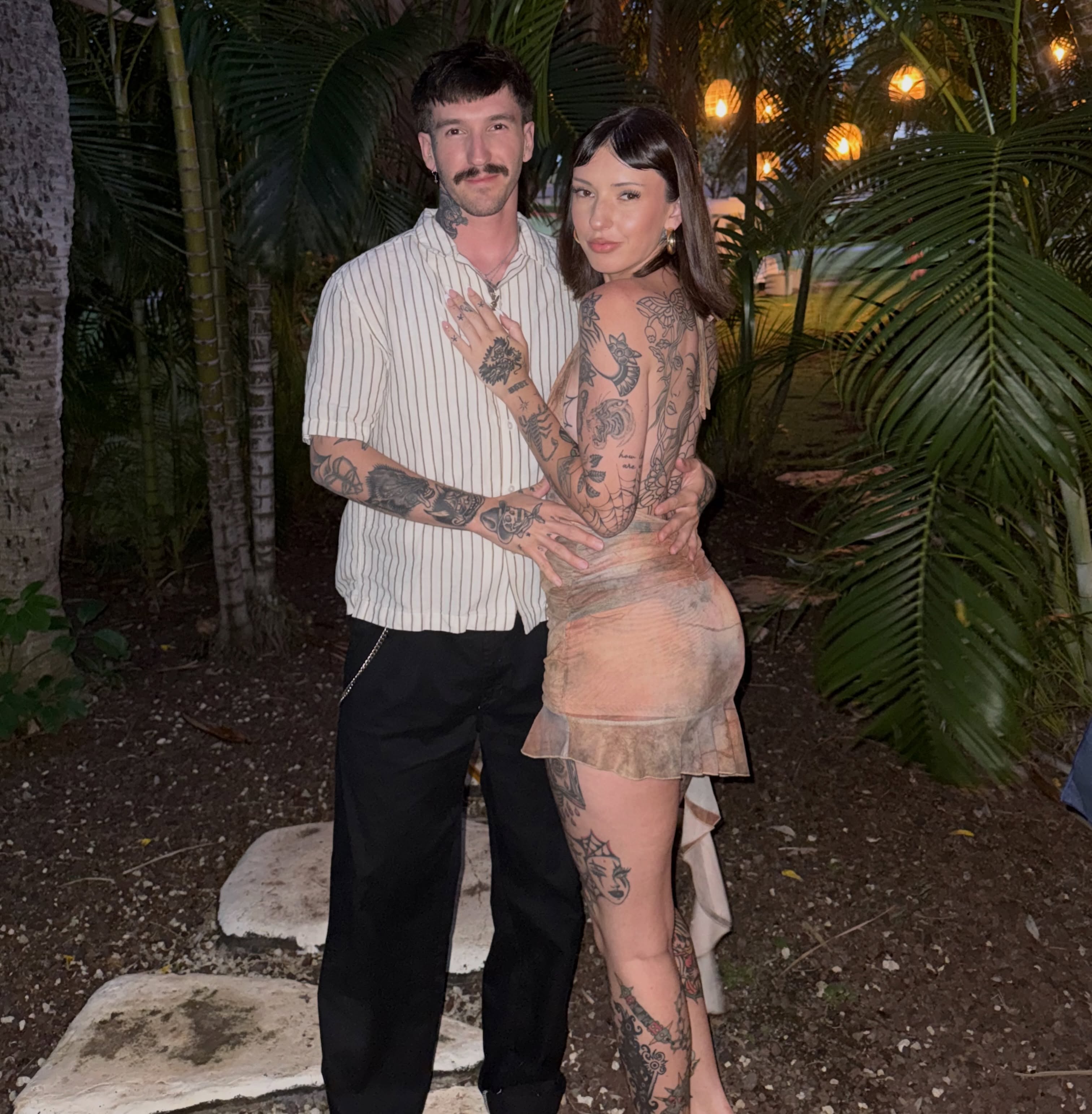 Tattooed couple American traditional tattoo on the torso by لا Kenny McCabe لا