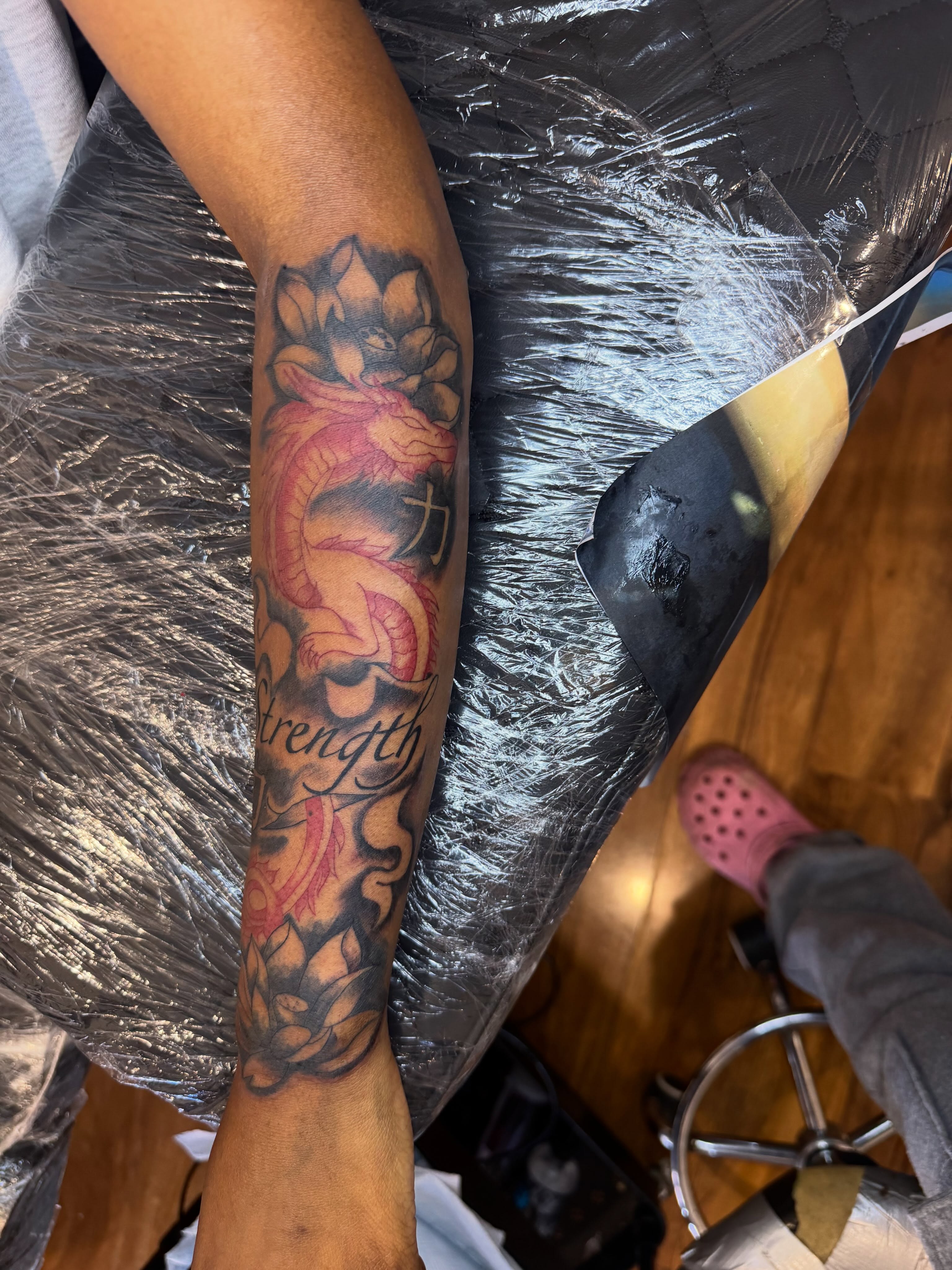 Tattoo by @tcstatts — american_traditional, dotwork