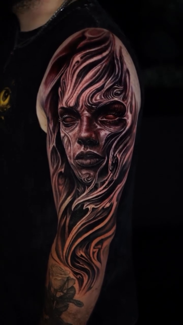 Tattoo by @artedececil — dark_realism, black_and_grey