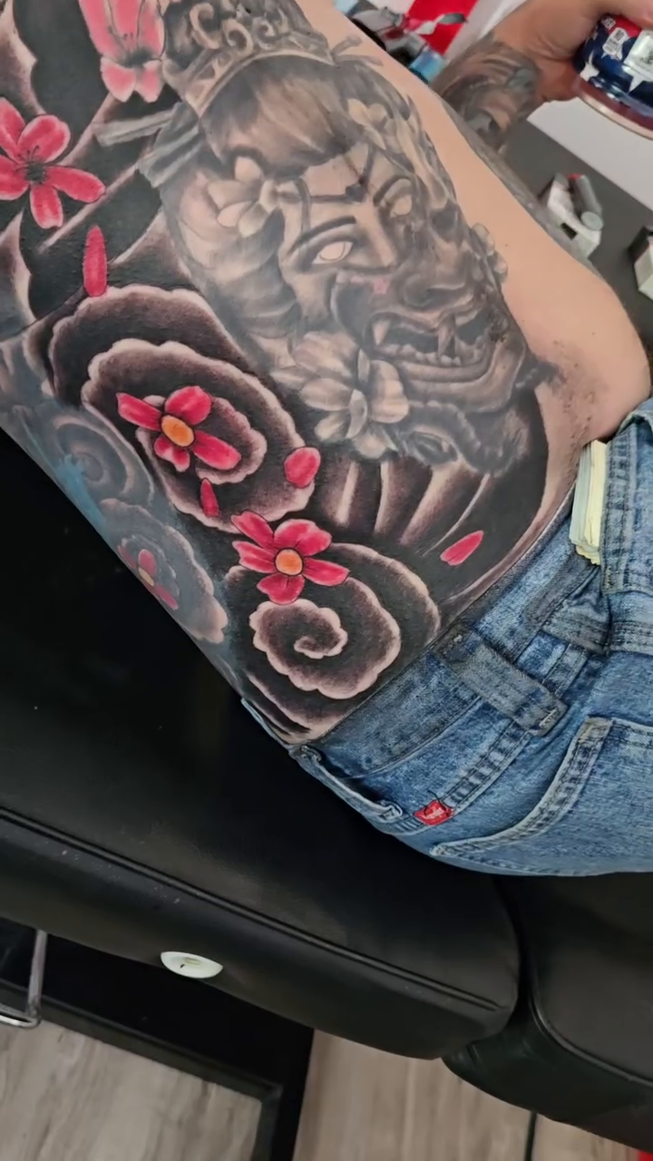 Tattoo by @jessejamestatoo — japanese_irezumi, black_and_grey