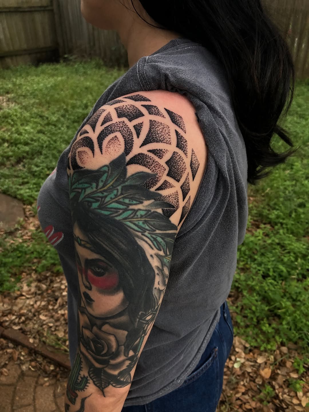 Realism tattoo on the upper arm by James ⚡️ Tattoo Artist