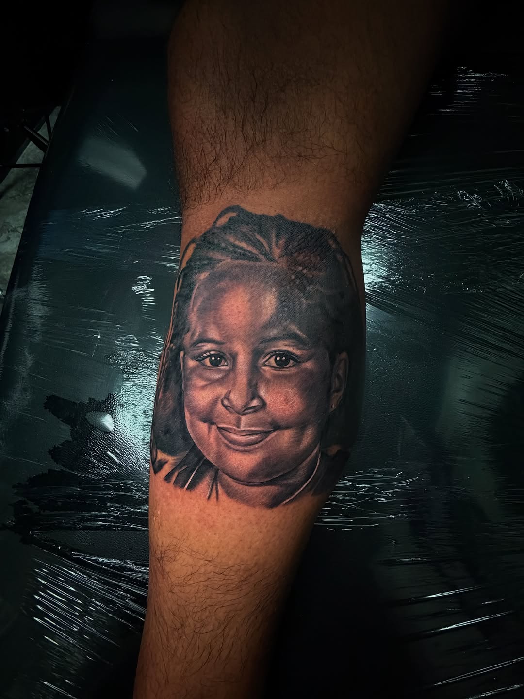 Portrait of a young girl Chicano tattoo on the forearm by Vondrae