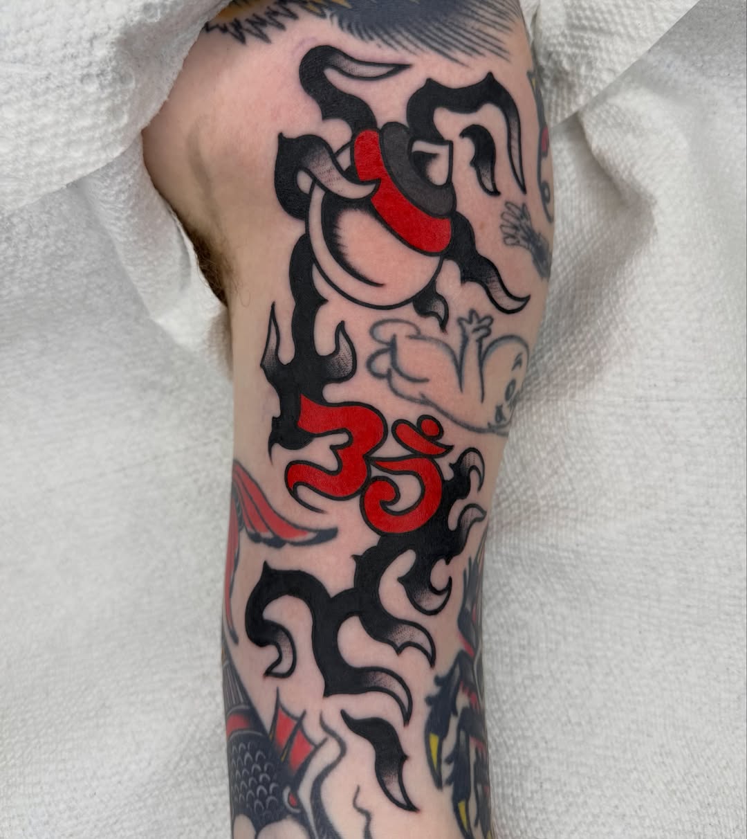 Anime character American traditional tattoo on the forearm by لا Kenny McCabe لا