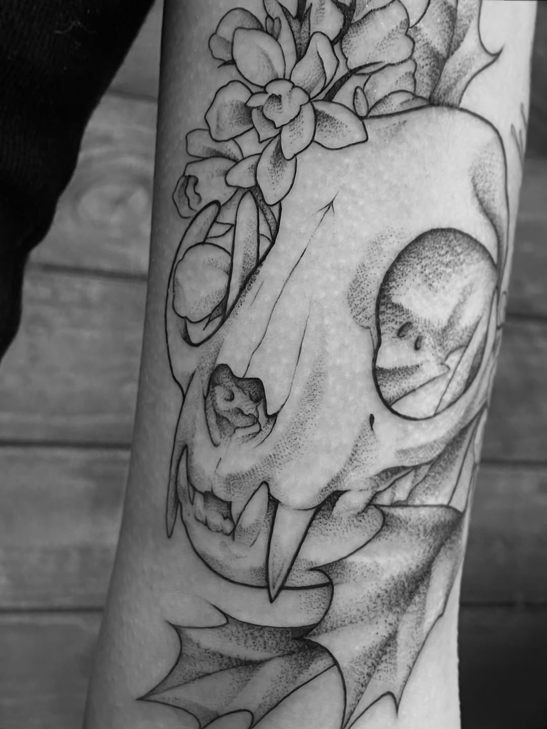 Tattoo by @witchpuke — dotwork, black_and_grey