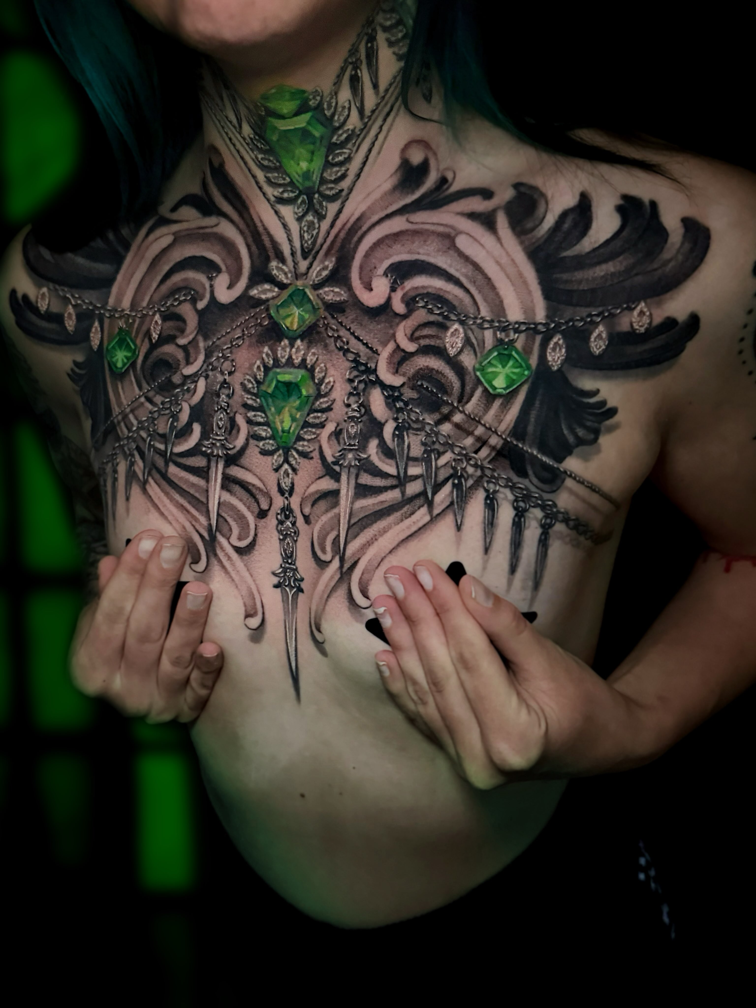 Tattoo by @amberstrangetattoos โ black_and_grey, ornamental