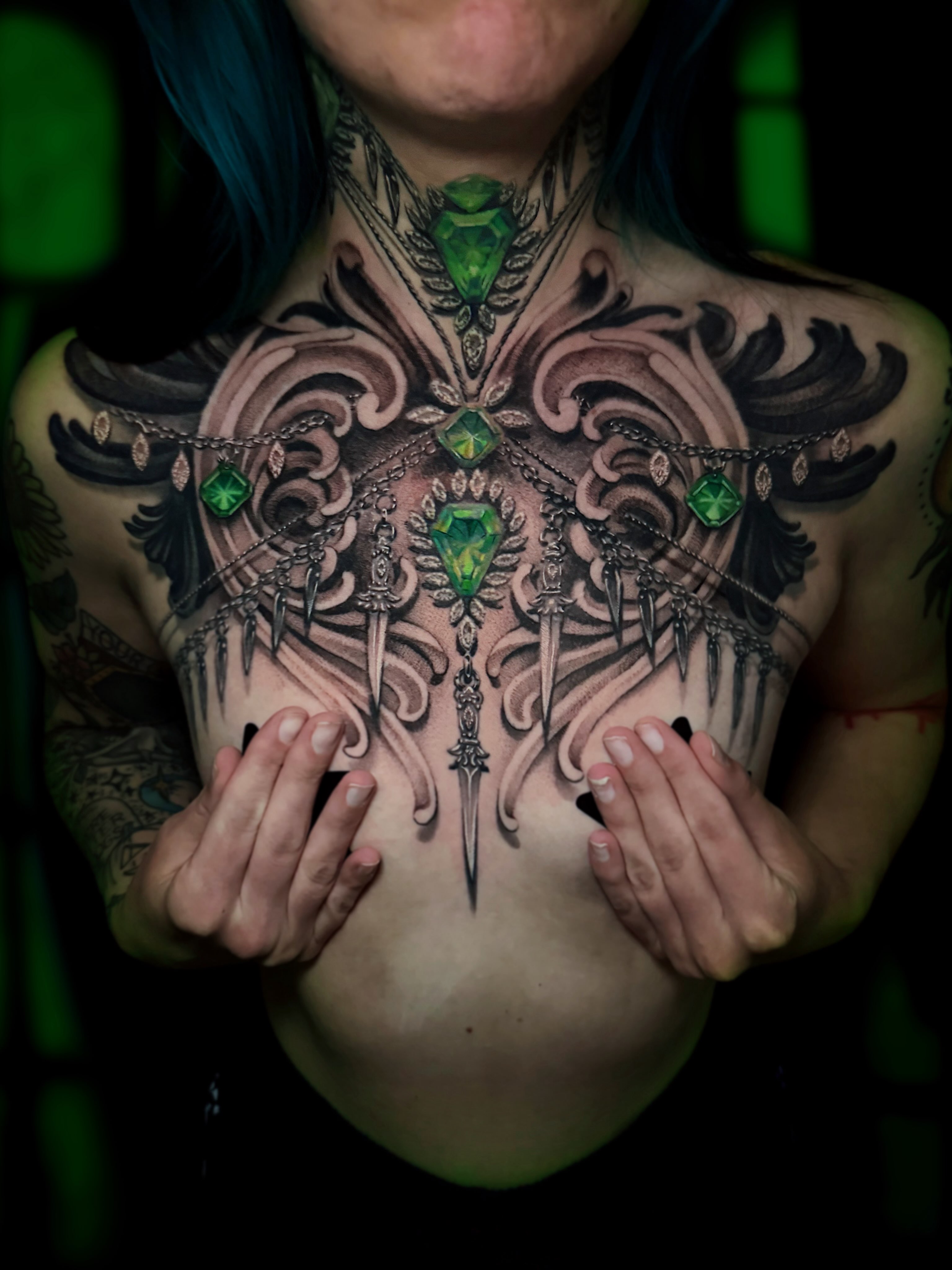 Tattoo by @amberstrangetattoos โ black_and_grey, ornamental