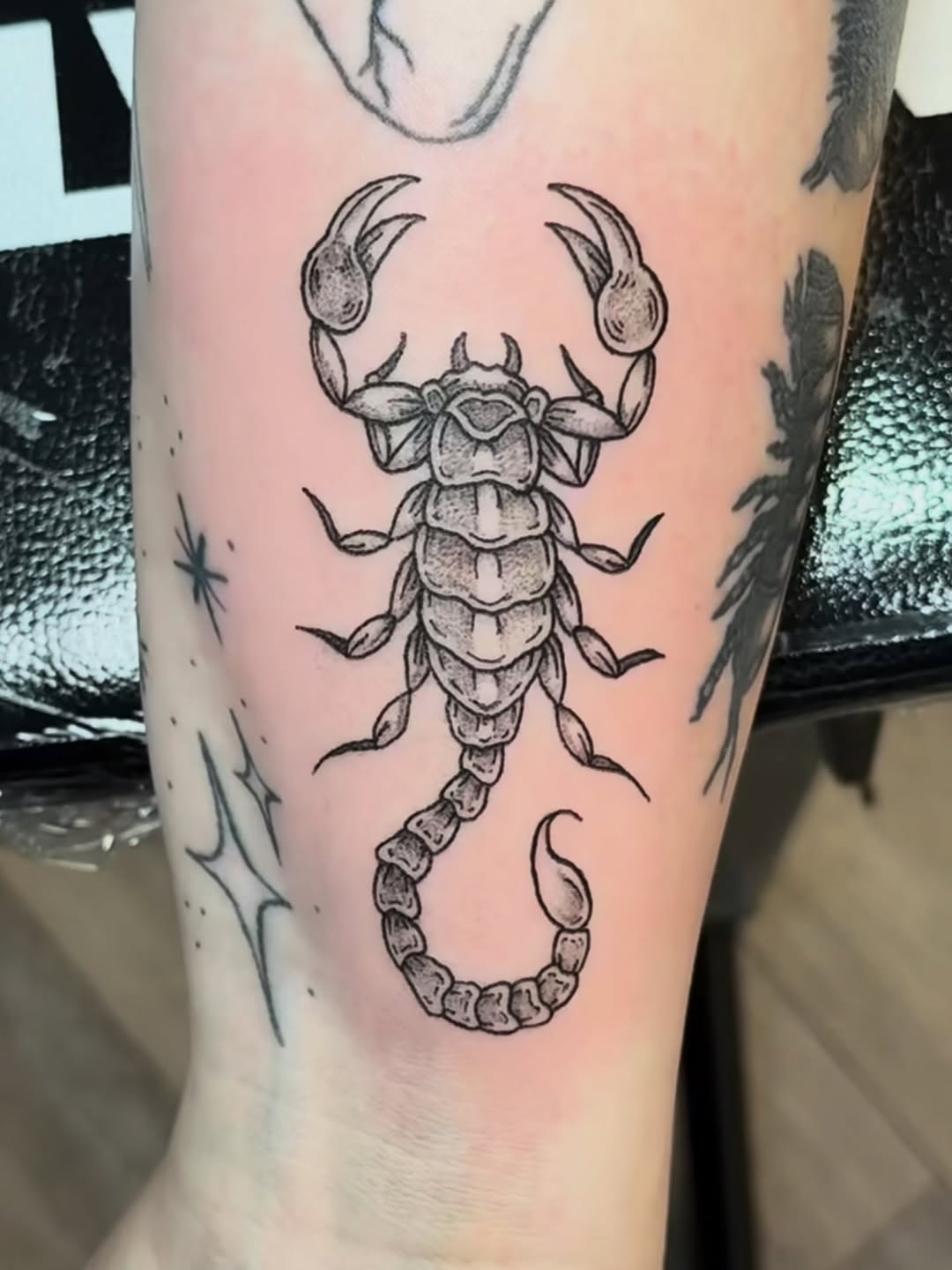 Tattoo by @admiralcarnage_10 — black_and_grey, dotwork