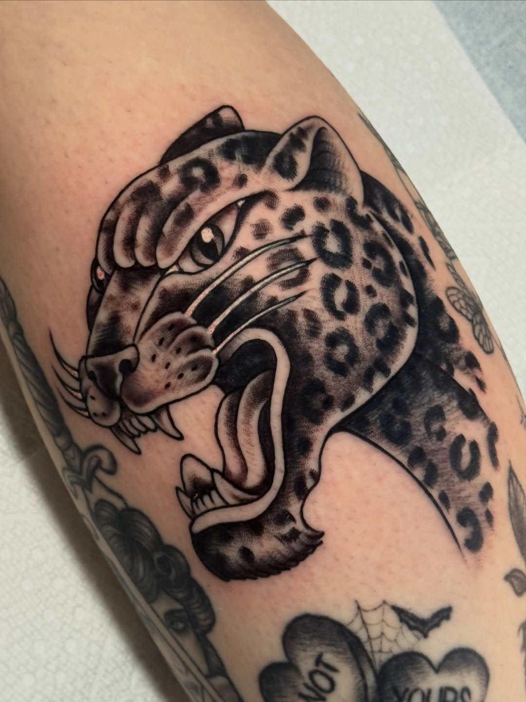 Tattoo by @painted_peach — american_traditional, black_and_grey