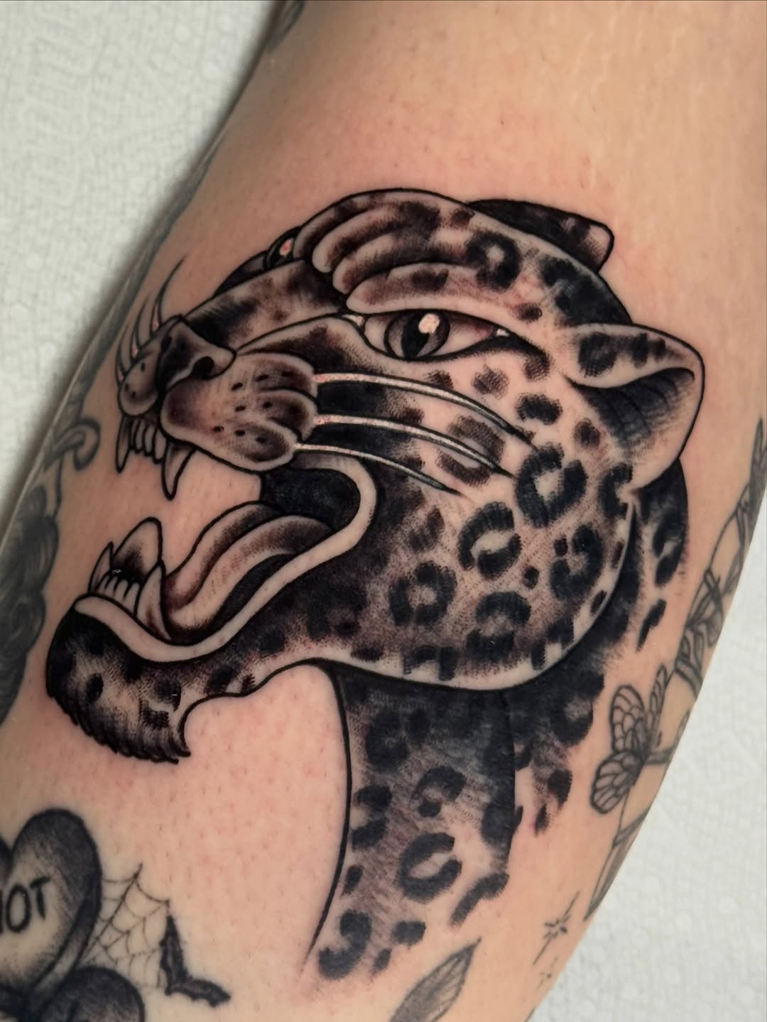 Tattoo by @painted_peach — american_traditional, black_and_grey